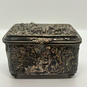 Antique 19th Century Silver Plated Jewelry Casket Box